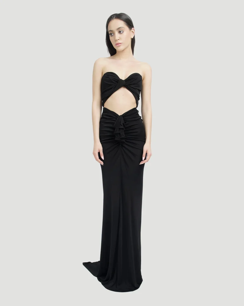 Cut-Out Bustier Dress in Crepe Jersey — снимка 2