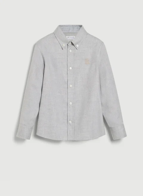 Класическа риза с бродерия Brunello Cucinelli Kids 8-10 — снимка 5