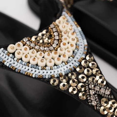 Дамски черни сандали с мъниста TOSCA BLU — снимка 6