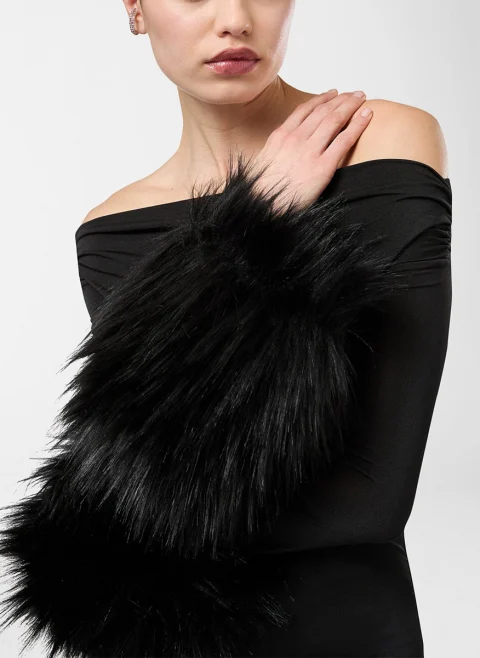 Рокля с 'faux fur' детайли 'Tyla' The Andamane — снимка 4
