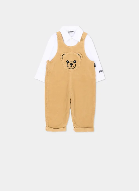Сет с гащеризон от рипсено кадифе Moschino Kids