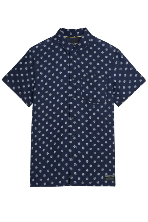Риза Printed Linen Regular Fit 183055 401 foulard dress blues