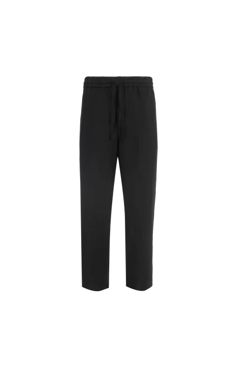 Elasticated Waist Trousers in Viscose and Linen Gabardine