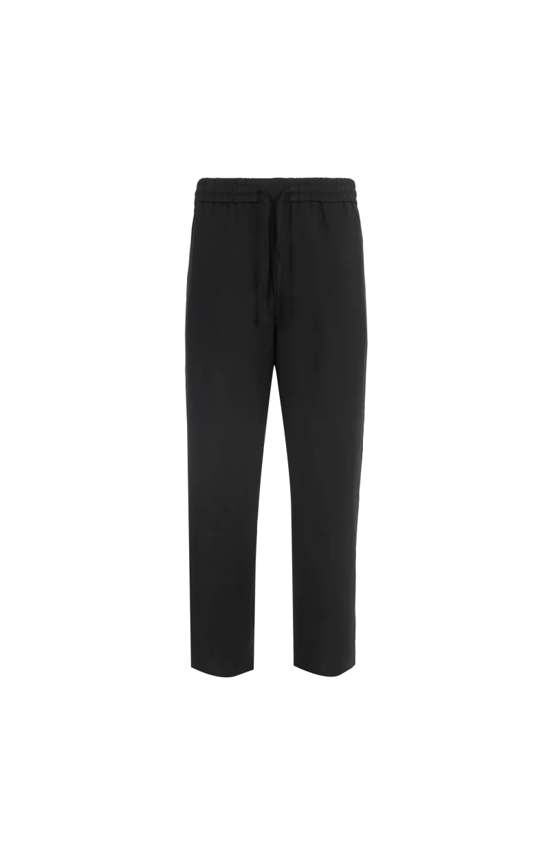 Elasticated Waist Trousers in Viscose and Linen Gabardine