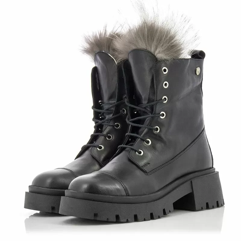 Дамски Кубинки CARLO FABIANI – 28105 PELICA BLACK FUR — снимка 3