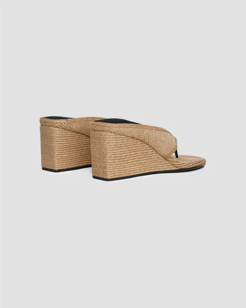 Cube Thong Mules in Paper Straw — снимка 2