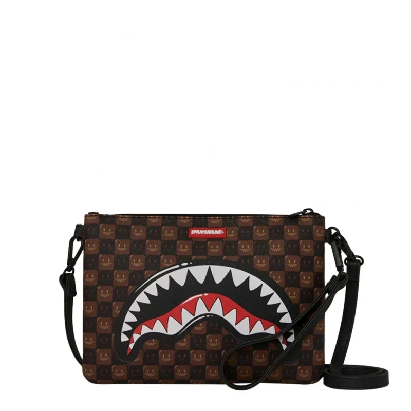 Чанта през рамо SHARKS IN PARIS WTF BUBBLE BROWN CHECK CROSSOVER SPRAYGROUND