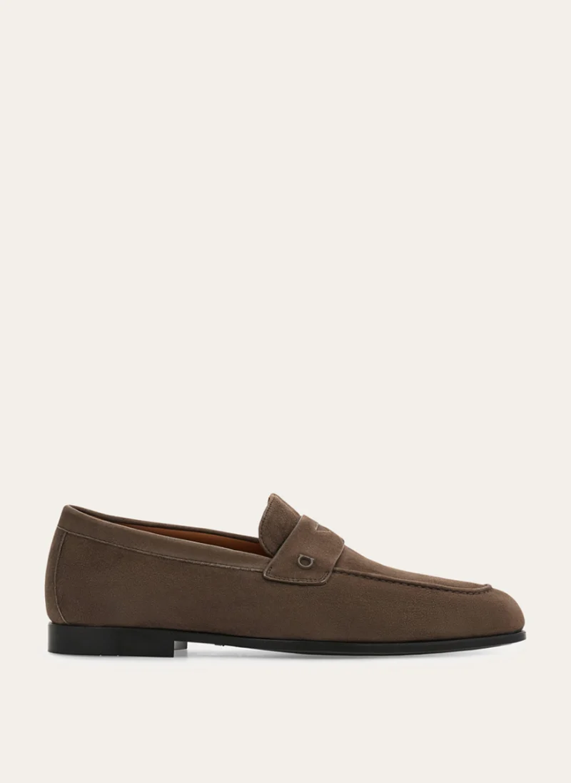 Велурени мокасини с детайл 'Gancini' Ferragamo