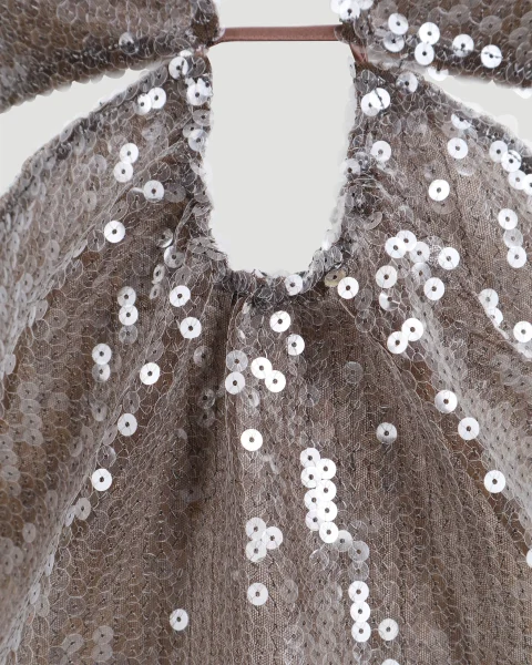 Cutout Sequined Top in Brown — снимка 3
