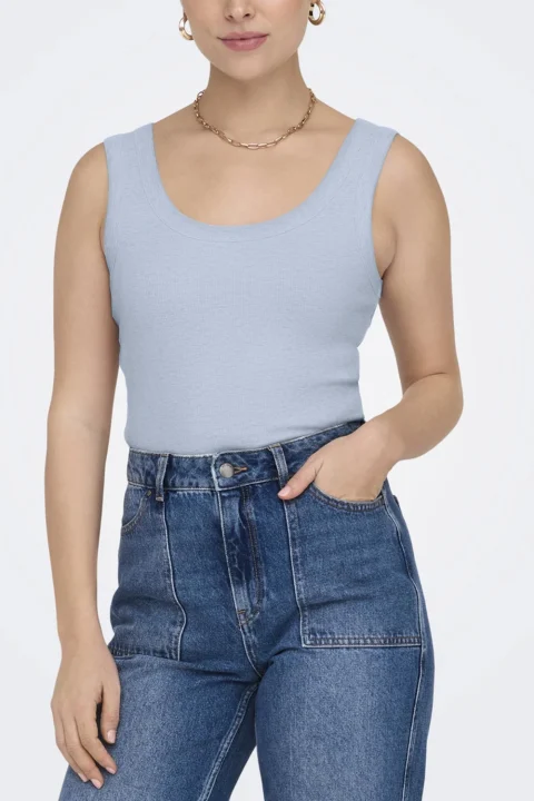 Top Onleasy S/L Tank 15315571 16-4016 TCX soft chambray — снимка 2