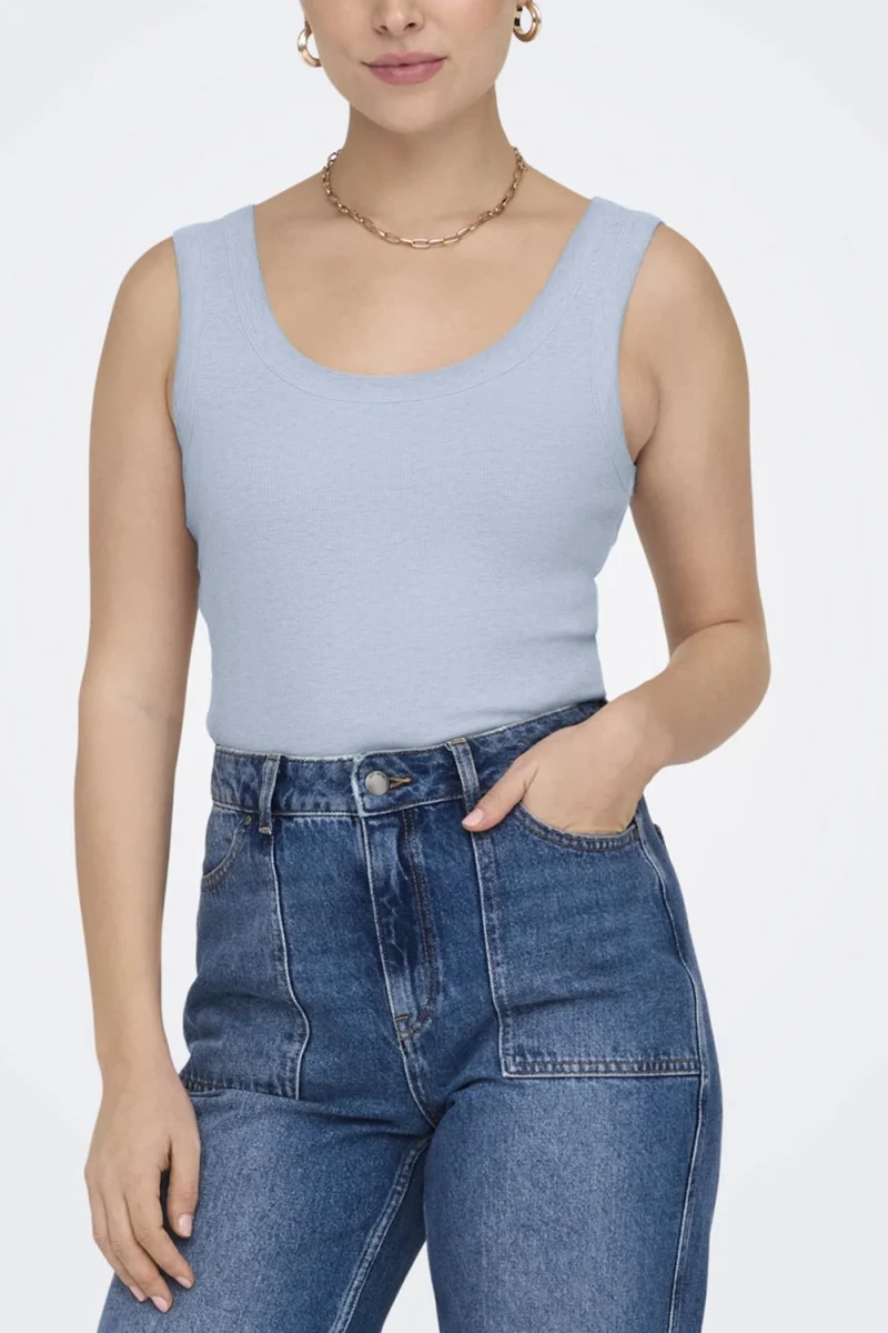 Top Onleasy S/L Tank 15315571 16-4016 TCX soft chambray — снимка 2