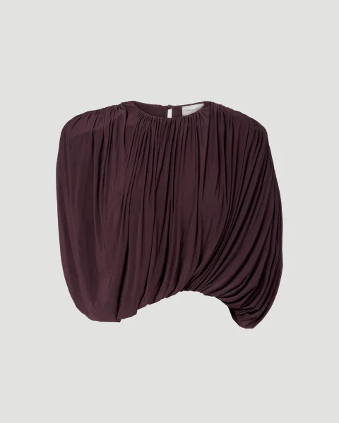 Ruched Bubble Top in Burgundy
