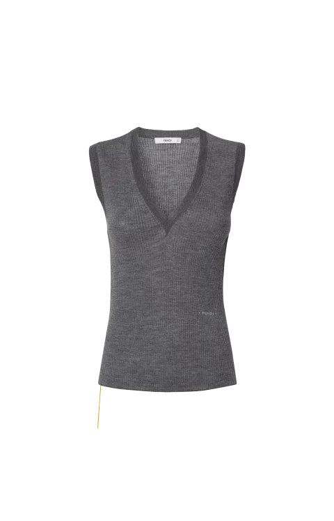 Grey Wool Ribbed Top