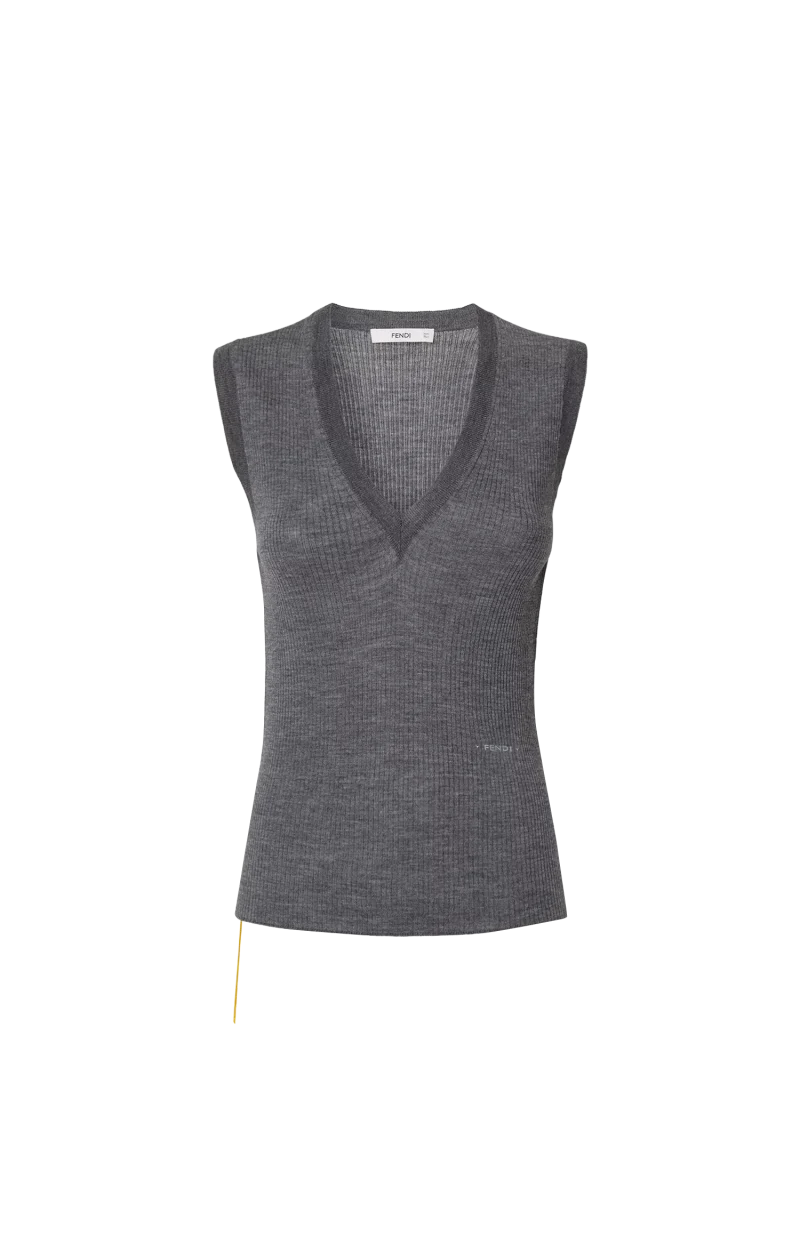 Grey Wool Ribbed Top
