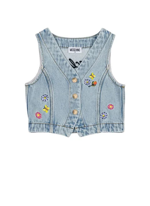 Елек от деним с бродерия Moschino Kids