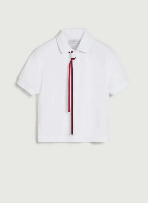 Полошърт с панделка Brunello Cucinelli Kids 8-10