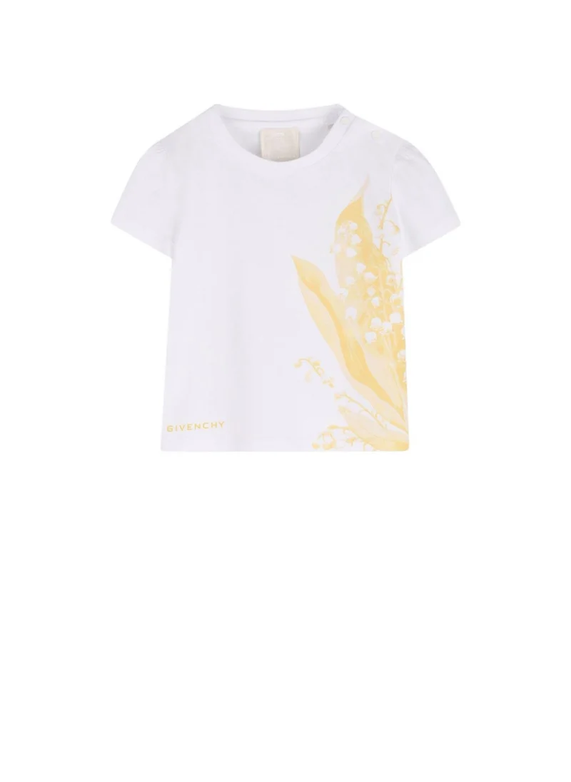 Тишърт с флорален принт Givenchy Kids
