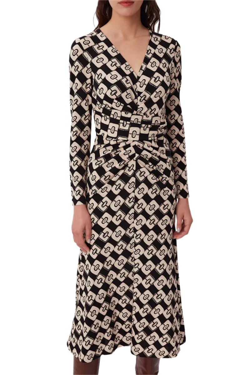 Рокли Dvf Timmy Midi Dress DVFDL3Q017PYCKB B2384 paisley chainlink black