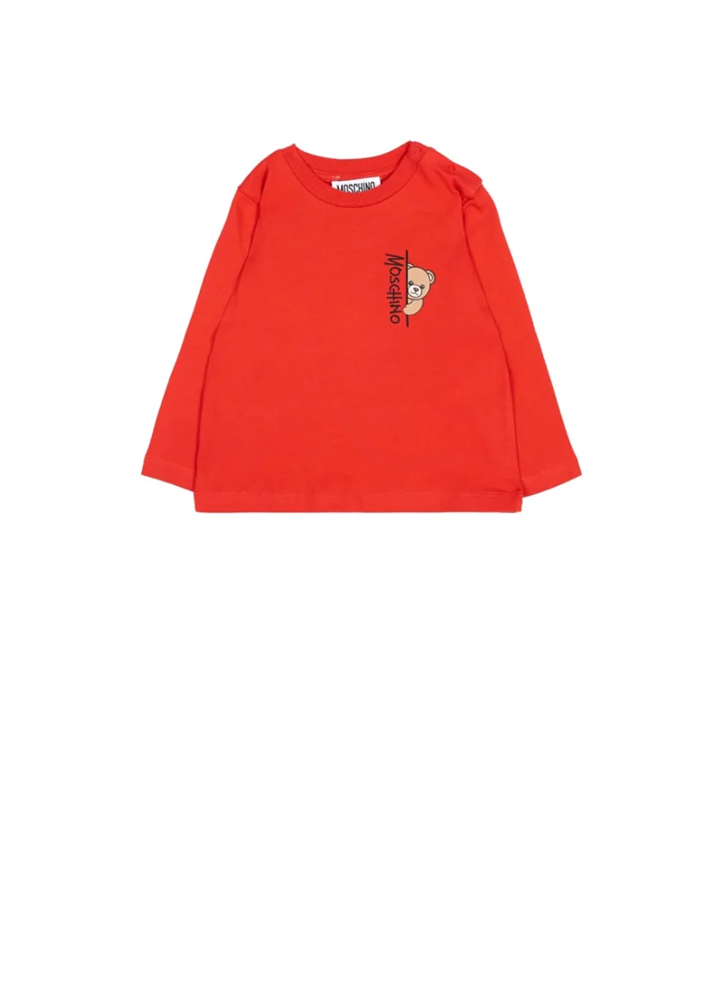 Памучна блуза с принт `Teddy` Moschino Kids