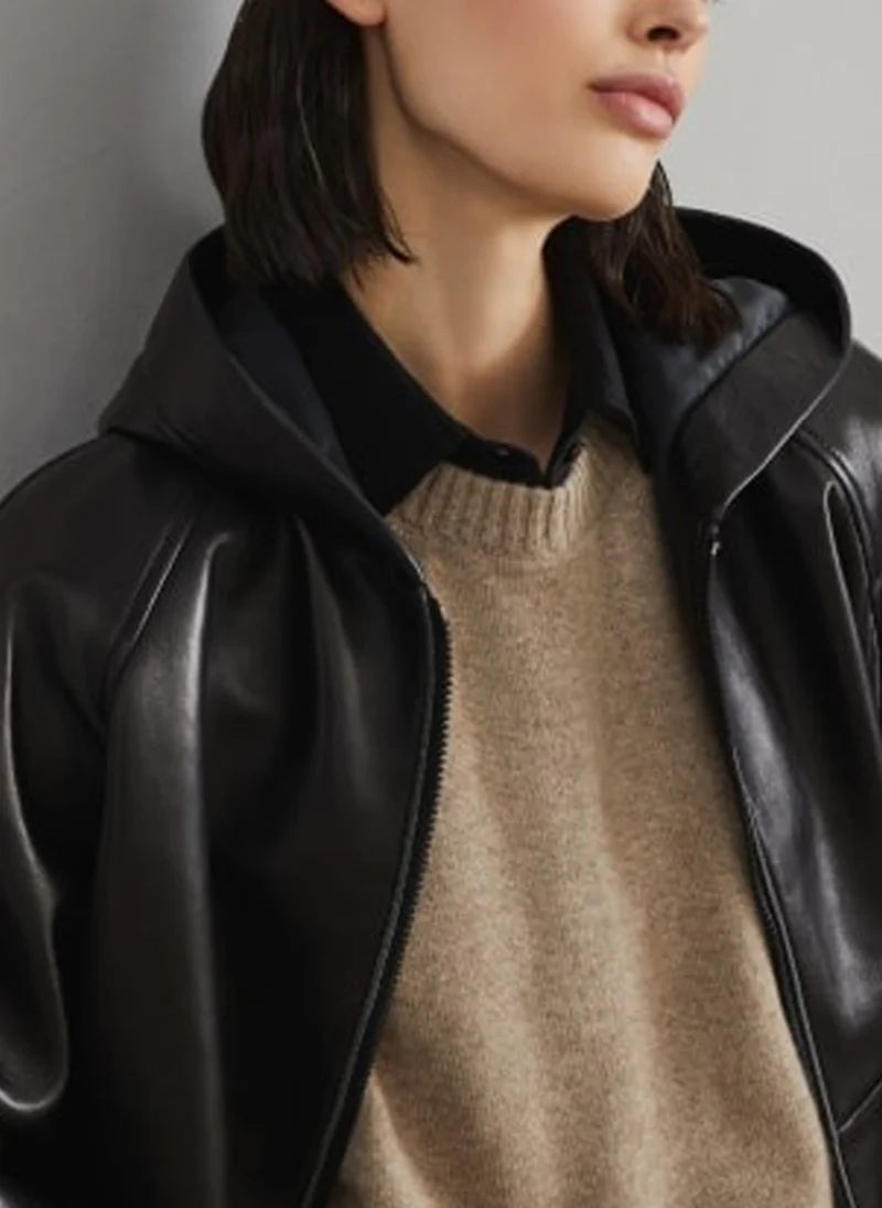 Кожено яке с монили Brunello Cucinelli — снимка 5