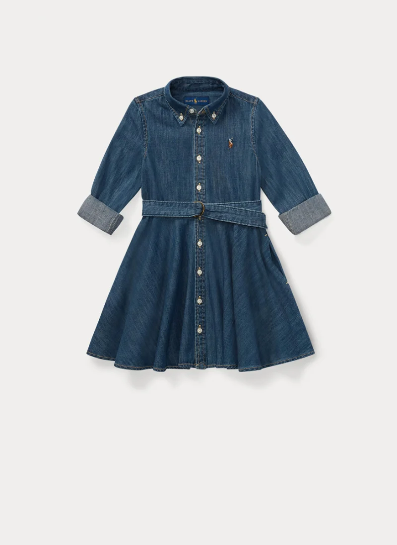 Рокля-риза от деним Ralph Lauren Kids 2-7 — снимка 6
