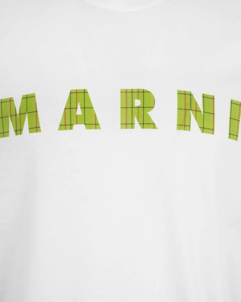 White Cotton T-Shirt with Logo — снимка 2