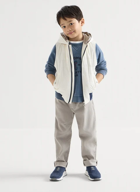 Деним с контрастни детайли Brunello Cucinelli Kids 12 — снимка 13