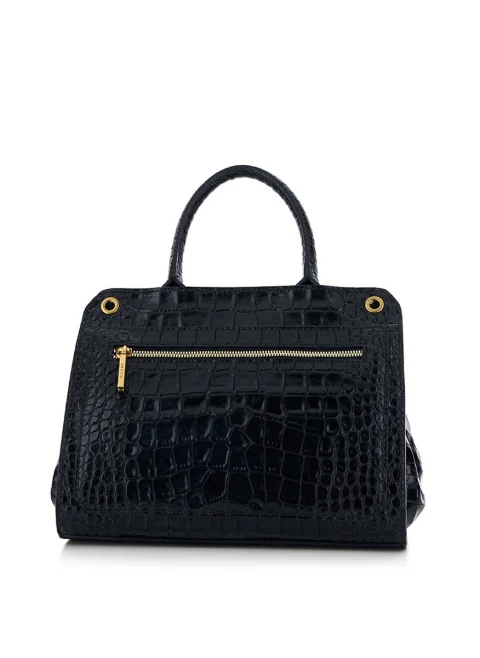 Кожена чанта 'Croc-effect' Visona Ornella — снимка 7