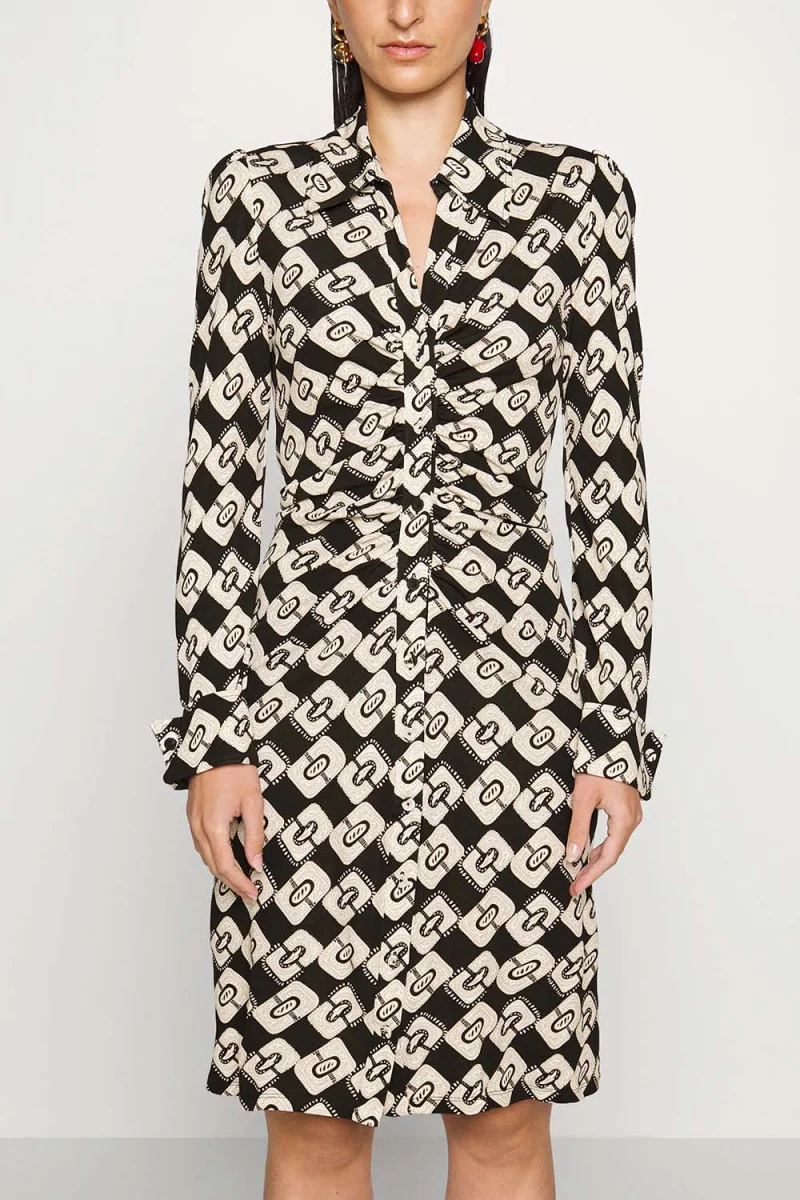 Рокли Dvf Sheska Dress DVFDL3Q032PYCKB B2384 paisley chainlink black — снимка 2