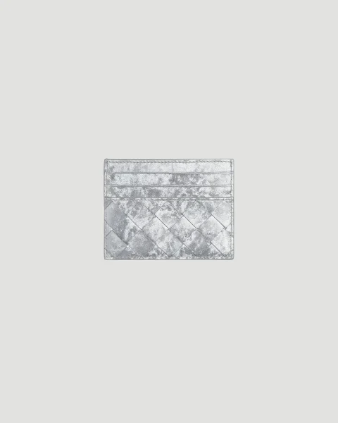 Intrecciato Credit Card Case in Silver — снимка 2