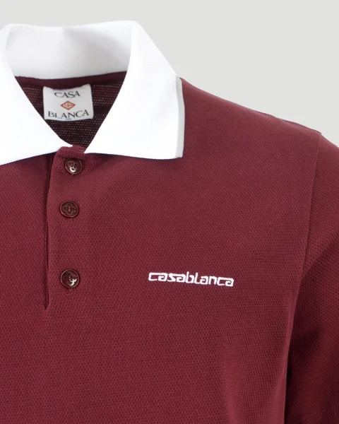 Red Embossed Laurel Polo — снимка 2