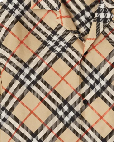 Oversized Check Silk Shirt in Sand — снимка 3