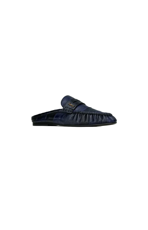 Le Loafer Mules in Navy Eel — снимка 2