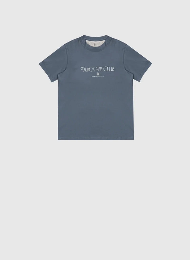 Тишърт с принт 'Black Tie Club' Brunello Cucinelli Kids 8-10