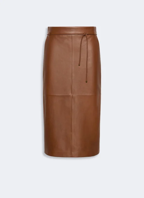 Пола от естествена кожа Max Mara Mxmfantino — снимка 3