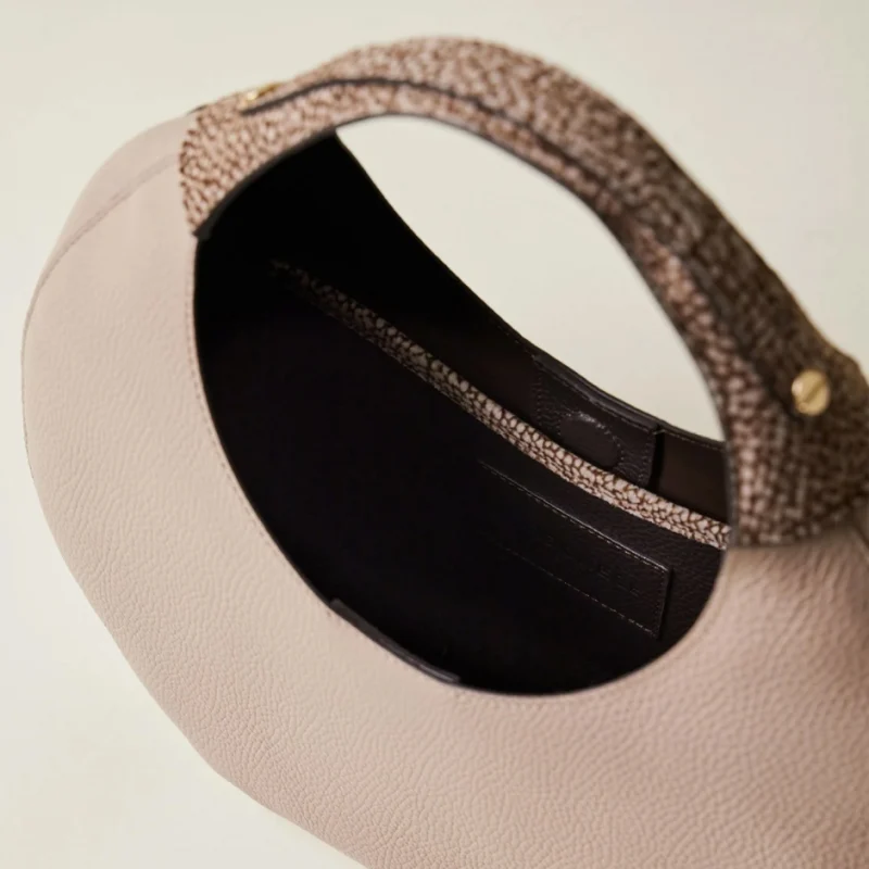 Дамска бежова чанта Full Moon Hobo Bag BORBONESE — снимка 6