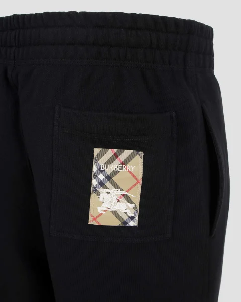 Check-Logo Patch Cotton Track Pants in Black — снимка 3