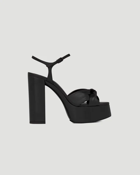 Bianca Platform Sandals in Black Smooth Leather
