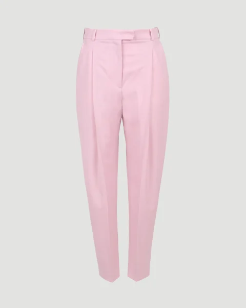 Wool Peg Trouser in Pink