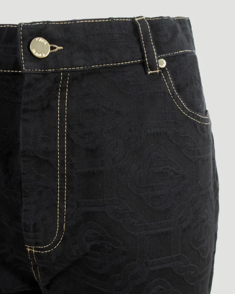 Monogram Jacquard Denim Jeans in Dark Blue — снимка 3