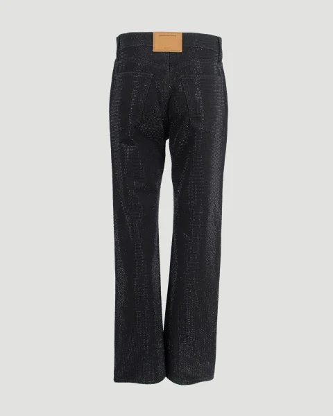 Crystal Rhinestone Hotfix Straight-Leg Jeans — снимка 2