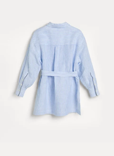Ленена риза с раиран принт Brunello Cucinelli Kids 6 — снимка 3