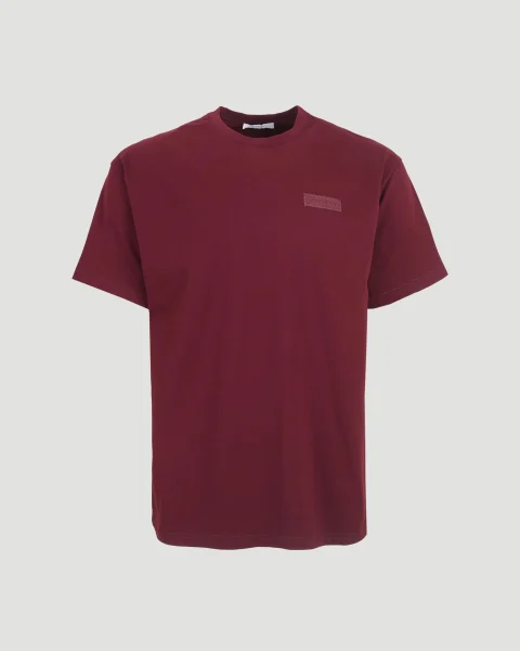 Cotton T-Shirt with Givenchy Patch in Burgundy