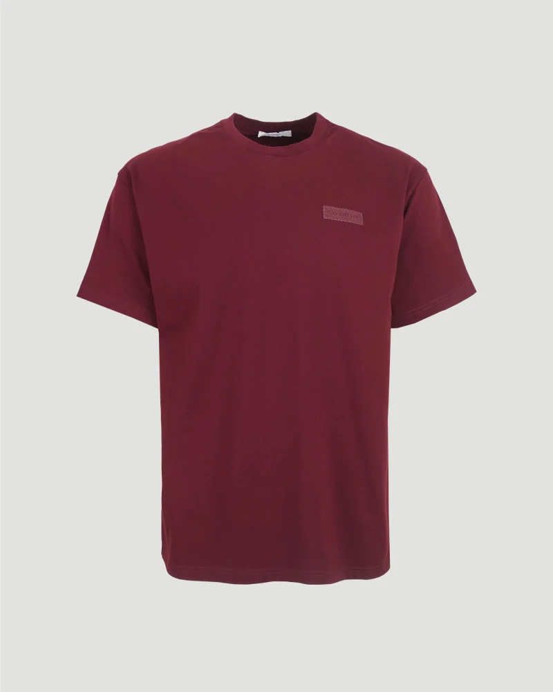 Cotton T-Shirt with Givenchy Patch in Burgundy