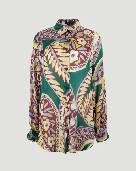 Paisley-Print Silk Shirt in Multicolour