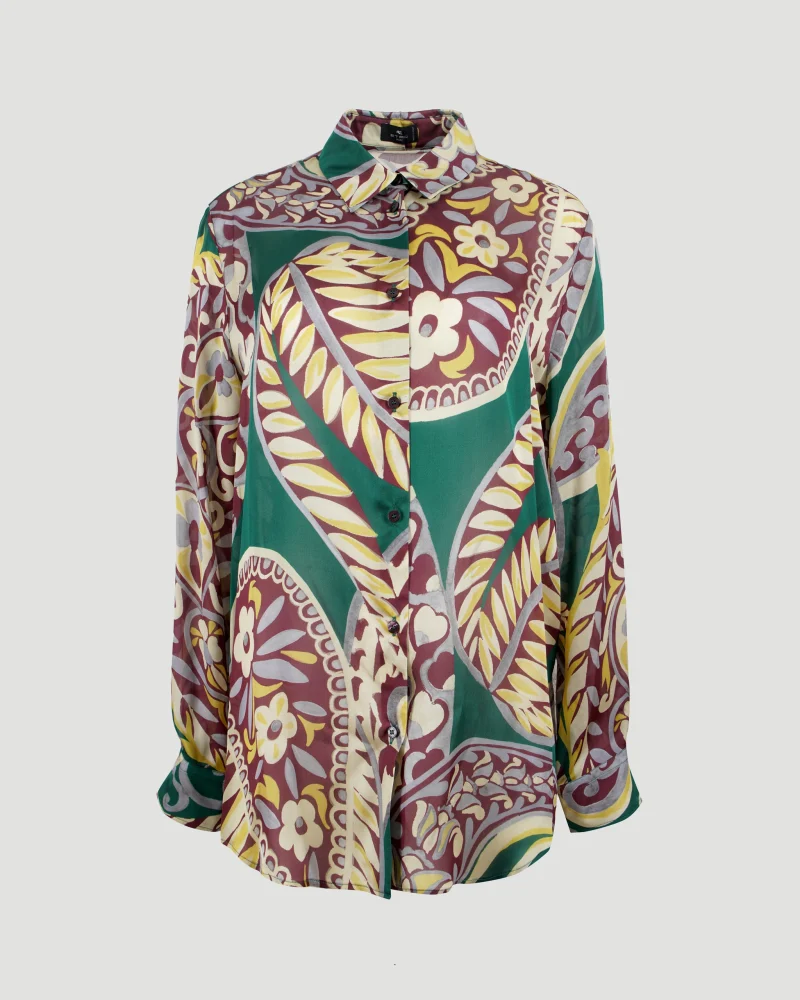 Paisley-Print Silk Shirt in Multicolour