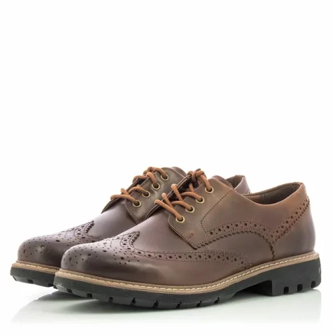 Мъжки Ежедневни CLARKS – 26127191 BATCOMBE WING DARK TAN — снимка 2