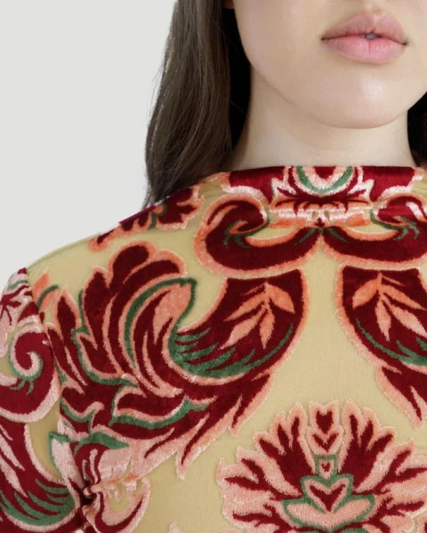 Tulle and Jacquard Velvet Top — снимка 4