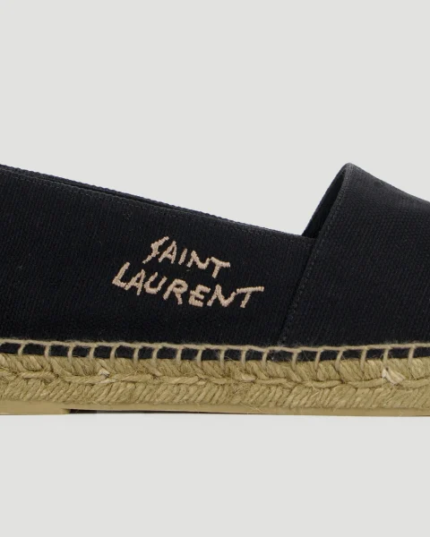 Embroidered Espadrilles in Black Canvas — снимка 3