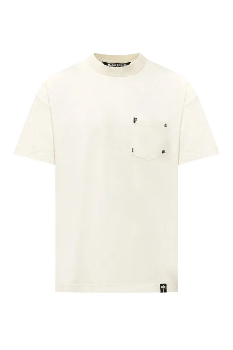 T-Shirt Palm Rib Regular PAMAA008JR001-0305 off white-light grey